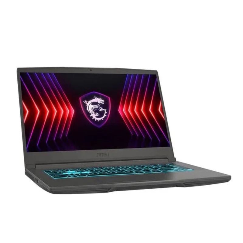 MSI Thin A15: laptop RTX 4050 con pantalla de 144 Hz frontal oblicuo