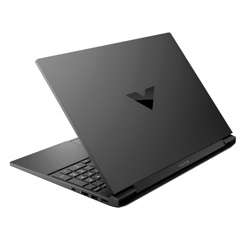 HP Victus 15 RTX 3050: laptop gamer con FreeDOS dorsal oblicuo