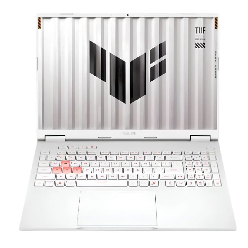 Asus TUF A16 RTX 5060 con mochila y mouse gamer frontal
