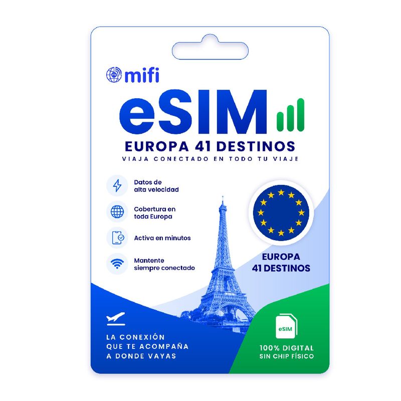 eSIM para Europa Mifi: internet móvil durante tu viaje frontal