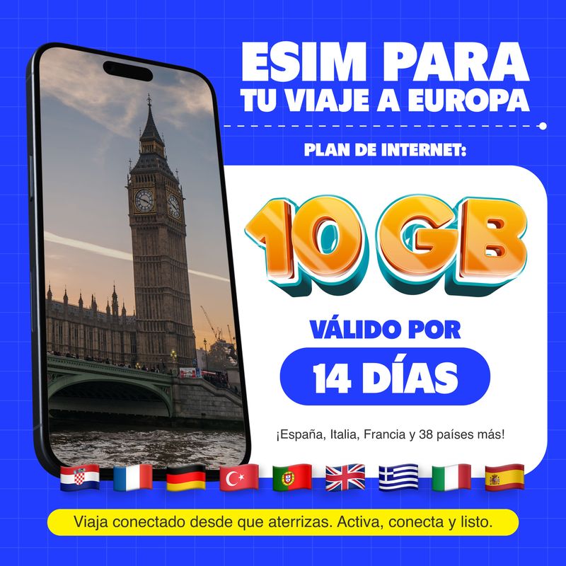 eSIM para Europa Mifi: internet móvil durante tu viaje megas