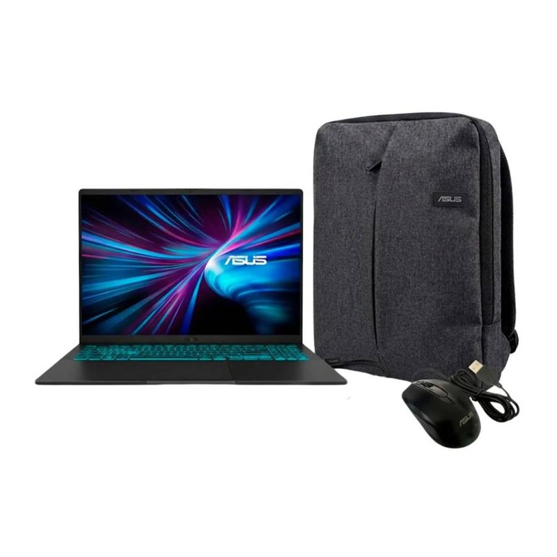 Laptop Asus Vivobook 16" Core 7 240H 8GB RAM 512GB SSD negro + Mouse + Mochila frontal