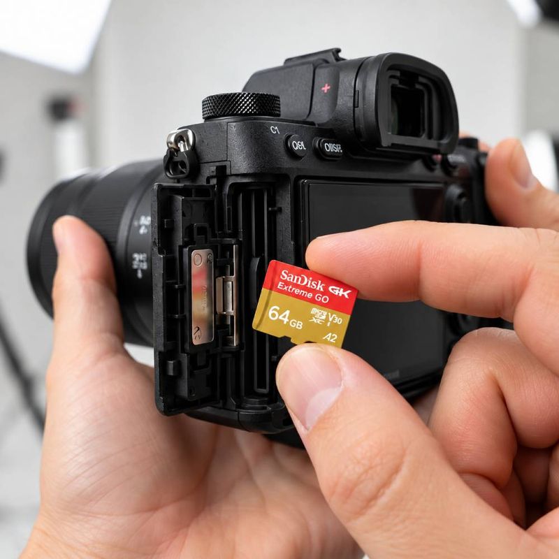 MicroSD SanDisk Extreme GO 64GB Clase 10 UHS-I en uso