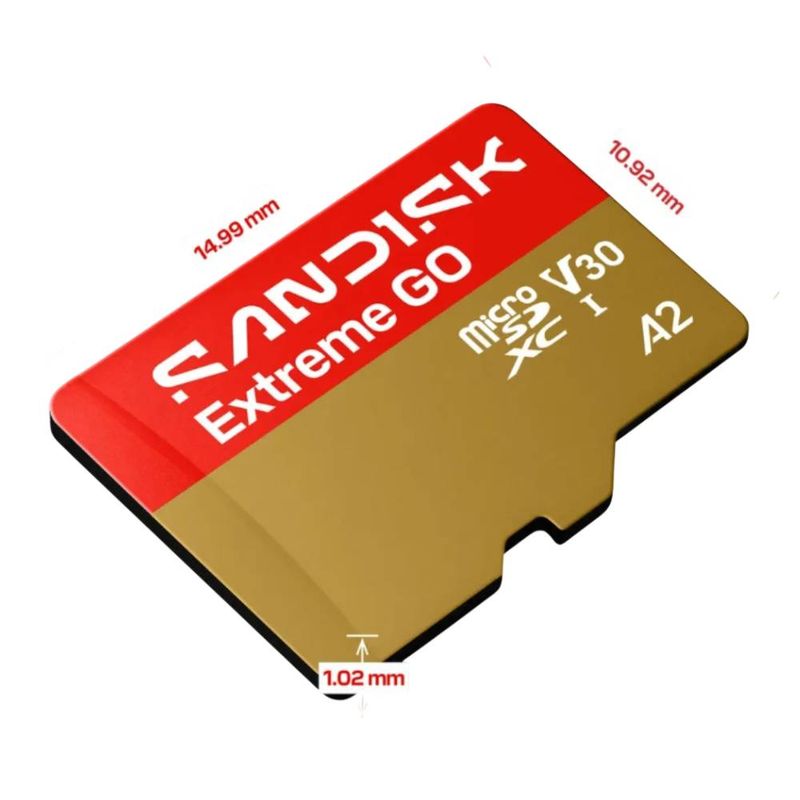 MicroSD SanDisk Extreme GO 64GB Clase 10 UHS-I dimensiones
