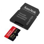 MicroSD SanDisk Extreme PRO 512GB 200MB/s Clase 10 frontal oblicuo con adaptador