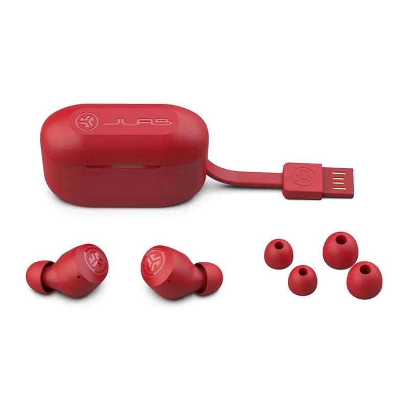 Audífonos JLab Go Air Pop bluetooth 5.1 táctiles rojo contenido de caja