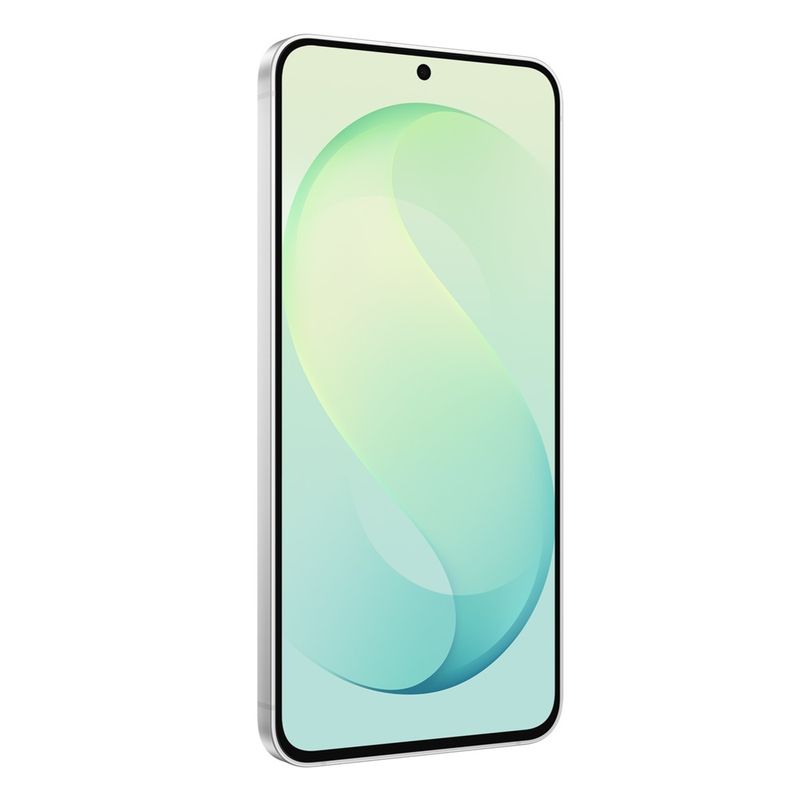 Samsung S26 FE 256 GB verde con pantalla AMOLED frontal oblicuo