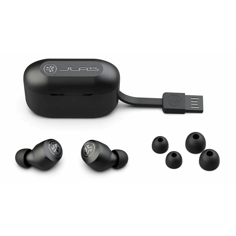 Audífonos JLab Go Air Pop bluetooth 5.1 táctiles negro contenido de caja