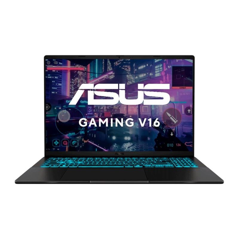 Laptop gamer ASUS V16 16" Core 5 210H RTX 3050 SSD 512GB negro frontal