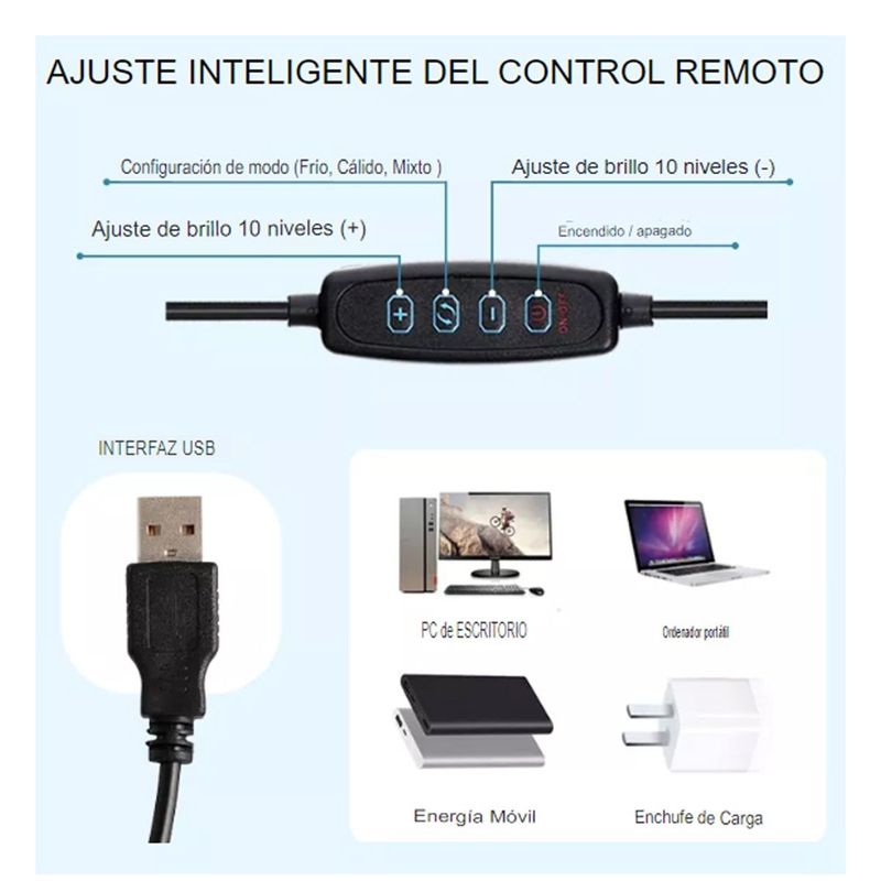 Combo Roadtrip Aro de Luz 14" 15 W ajuste por control