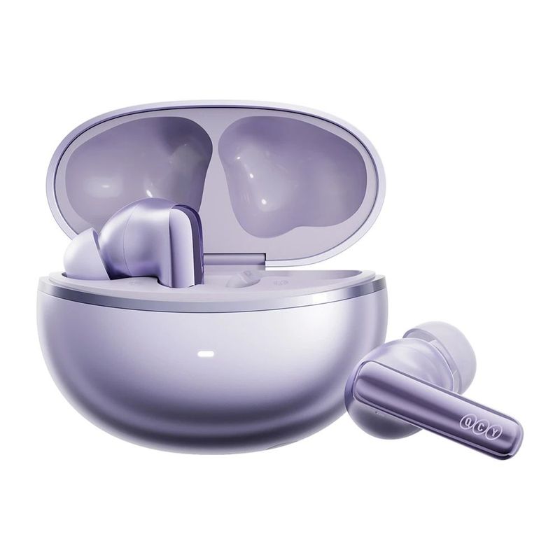 Audífonos QCY MeloBuds N70i TWS ANC 56 dB IPX5 morado superficie táctil