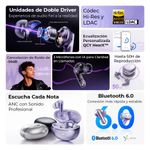 Audífonos QCY MeloBuds N70i TWS ANC 56 dB IPX5 plateado especificaciones