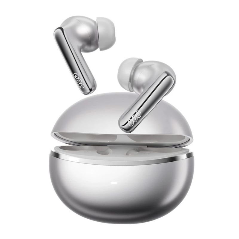 Audífonos QCY MeloBuds N70i TWS ANC 56 dB IPX5 plateado controles táctiles