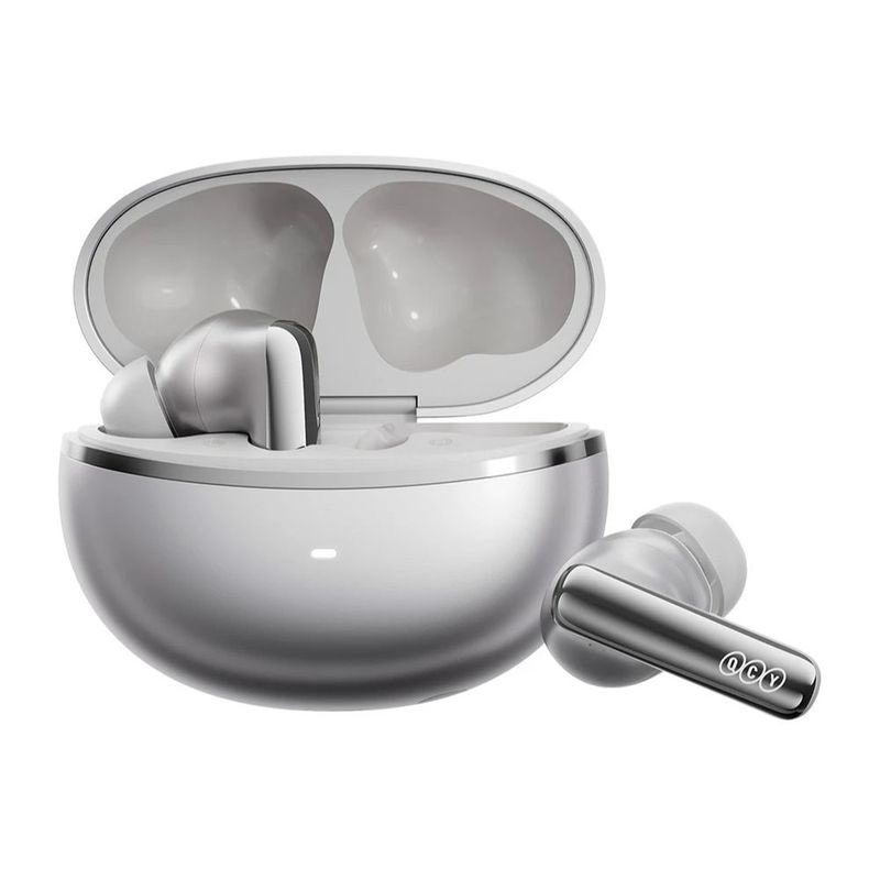 Audífonos QCY MeloBuds N70i TWS ANC 56 dB IPX5 plateado micrófonos