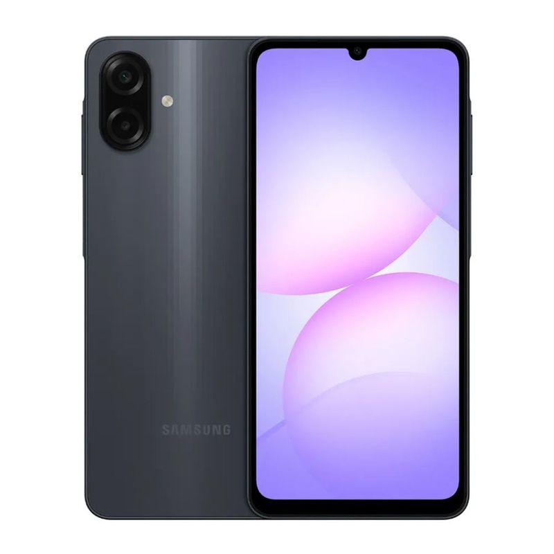 Samsung Galaxy A07 4G 64 GB y cámara de 50 MP negro frontal
