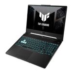 Laptop gamer ASUS TUF A15 Ryzen 7 8845HS RTX 3050 negro frontal oblicuo