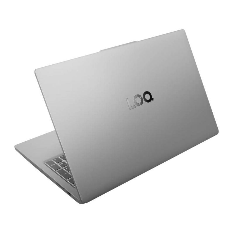 Laptop gamer Lenovo LOQ Ryzen 7 7735HS RTX 4050 144Hz gris dorsal oblicuo