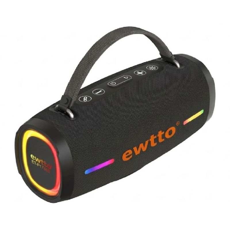 Parlante Ewtto ET-P1768B 30 W bluetooth RGB TWS negro frontal oblicuo
