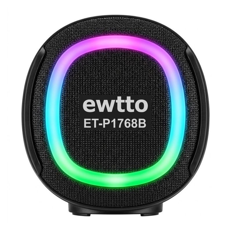 Parlante Ewtto ET-P1768B 30 W bluetooth RGB TWS negro luces LED