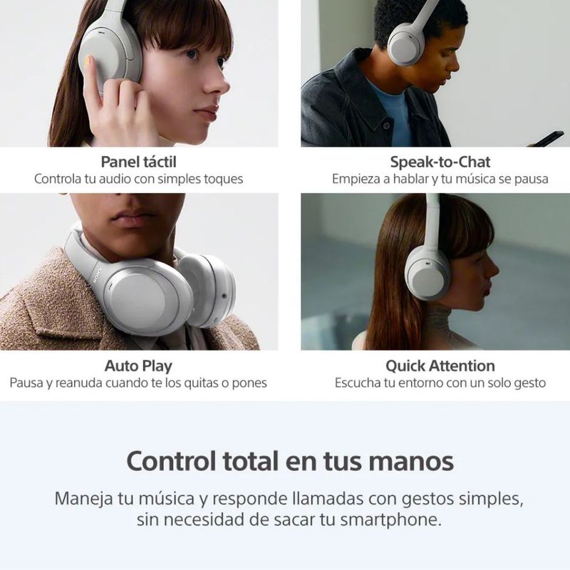 Audífonos Sony WH-1000XM4C bluetooth 6.0 con ANC gris controles táctiles