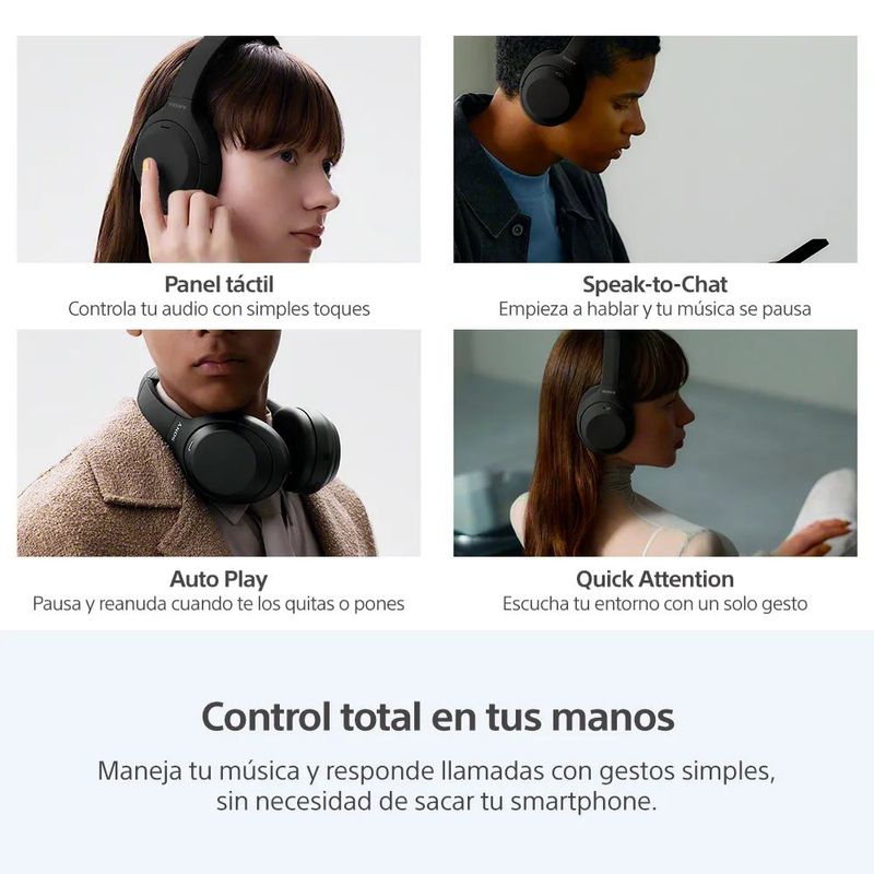 Audífonos Sony WH-1000XM4C bluetooth 6.0 con ANC negro superficie táctil