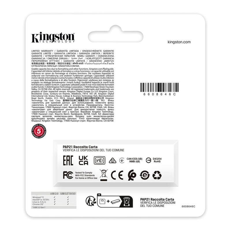 Memoria USB Kingston DataTraveler Exodia 64GB USB 3.2 negro dorsal empaque