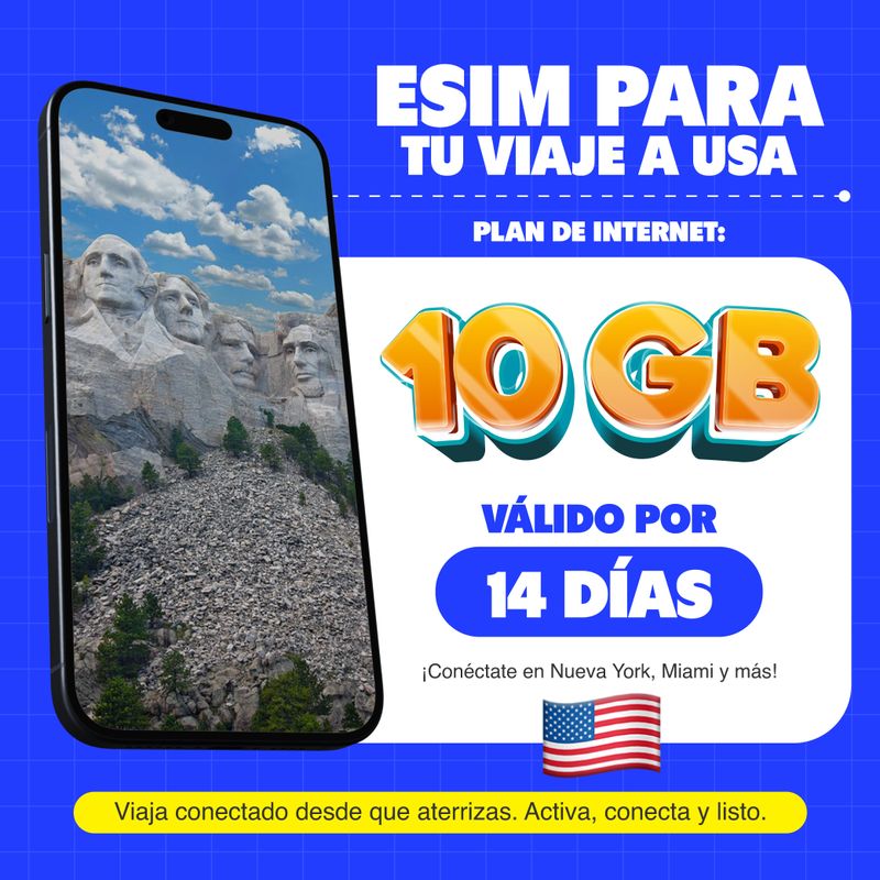 eSIM MIFI Estados Unidos 10 GB por 14 días, solo datos  beneficios