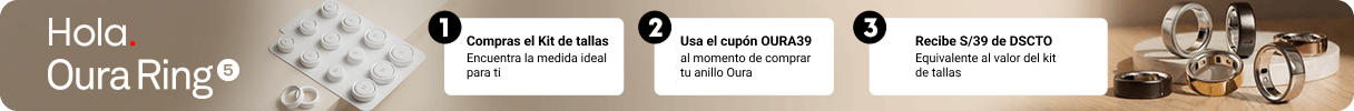 ¿Cómo funciona? Pagas S/ 39 por el kit de tallas y recibes un cupón del mismo valor para tu Oura Ring