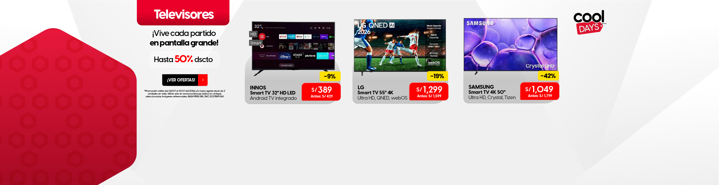 Televisores hasta 50% dscto